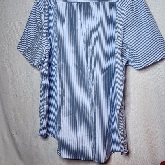 Croft & Barrow Easy Care Blue Stripe SS Button Up Cotton Poly Dress Shirt Sz XXL - Picture 12 of 16
